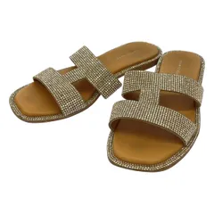 ADAM ET ROPE アダムエロペ Iストラップラインストーンサンダル  ゴールド 37