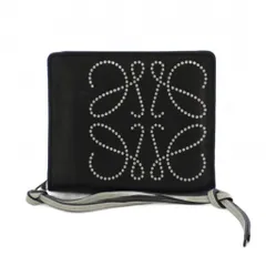 ロエベ LOEWE アナグラム コンパクトジップ ウォレット 2つ折り財布 レザー 黒 /KH ■OH