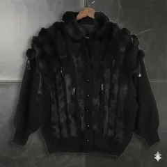 【80s 90s Archive y2k gothic Grunge】Vintage Black Angora Beaded Cropped Fur Jacket ビーズ装飾 アンゴラ 短丈ファージャケット 黒ブラックF