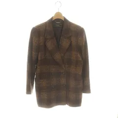 レリアン Leilian テーラードジャケット ダブル チェック ウール 11 茶 ブラウン オレンジ /YQ ■OS