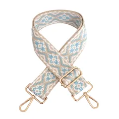 ａｄｚｕ ショルダーストラップ 太め ショルダーベルト 幅5cm 調節可能 バッグ用 付け替え 持ち手 取っ手 (ライトブルー × ゴールド) [ライトブルー × ゴールド]