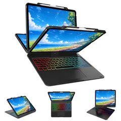 IVEOPPE iPad Air 13インチ ケースM3/M2 (2025/2024) iPad マジックキーボード Pro 第6/5/4/3世代 12.9インチ対応 高精度タッチパッド付きケース 360度回転/180度反転 英語配列 遅延なし 7色 ...