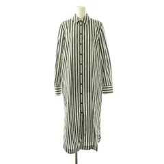 トミーヒルフィガー TOMMY HILFIGER シャツワンピース ロング ストライプ柄 EUR36 チャコールグレー ホワイト /ES