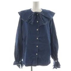 フリークスストア FREAKS STORE シャツ ブラウス F インディゴ 長袖 ビッグカラー フリルスリーブ /NS