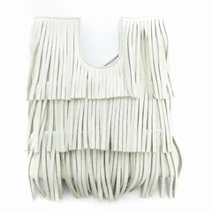 ノマディス NOMADIS 美品 ポシェット ショルダーバッグ フリンジ レザー 白 ホワイト /AE ■SH