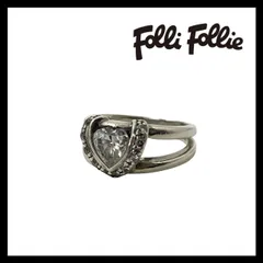 M【Folli Follie】ハート リング SV925 SILVER/シルバー 総重量約5.3g #52 約10.5号 ラインストーン 指輪 フォリフォリ (62336OY2a)