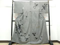 総絞り 訪問着 身丈 裄 藤の花 蝶 モノトーン 着物 052b - メルカリ