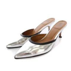 ダブルスタンダードクロージング ダブスタ DOUBLE STANDARD CLOTHING ミュール パンプス レザー 36.5 シルバー /YM ●D