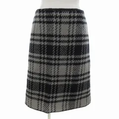 テチチ Te chichi ニットスカート タイト ひざ丈 チェック柄 ウール混 S グレー 紺 ネイビー /FT