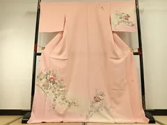 平和屋着物●訪問着　友禅　作家物　枝花文　暈し染め　ロング丈　正絹　逸品　AABG4626fy