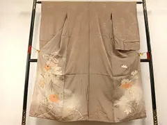 平和屋着物●アンティーク　大正ロマン　訪問着　駒刺繍　束ね紐草花文　暈し染め　正絹　逸品　AABG4641fy