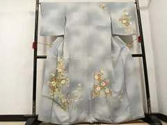 平和屋着物●訪問着　刺繍　花鳥文　暈し染め　金彩　正絹　逸品　AABG9011ph