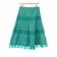 ローラアシュレイ LAURA ASHLEY  スカート ロング フレア 刺繍 36 緑 グリーン /OR