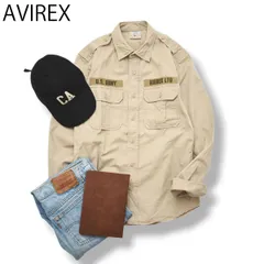 【定番】 アヴィレックス AVIREX ファティーグ シャツ FATIGUE SHIRTS 長袖 ミリタリーシャツ ワーク M ベージュ アメカジ ストリート メンズ 男性用