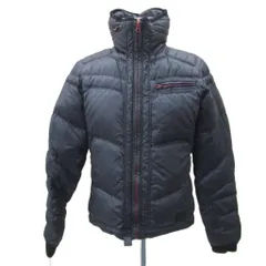 ディーゼル DIESEL ダウンジャケット L 黒 ブラック スタンドカラー フード付き 2way ミドル丈 /YS7 ■GY61