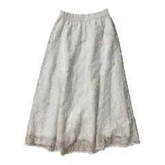  STRAWBERRY-FIELDS ストロベリーフィールズ 総レース フレアスカート 白 ウエストゴム 上品 きれいめ レディース【Z1805】