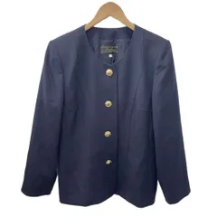 レリアン Leilian ノーカラージャケット テーラード 金ボタン 大きいサイズ 13+ XXL 紺 ネイビー 1403847