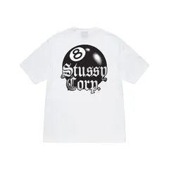 STUSSY ステューシー 8 BALL CORP TEE Tシャツ 半袖 エイトボール バックプリント ビッグロゴ ストリート 人気モデル メンズ レディース ユニセックス オーバーサイズ 定番 完売デザイン ブラック スケーター 古着風 カットソー