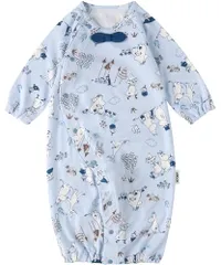 新品 [ワコールベビー] ベビープレオール 【ムーミンコラボ】 綿100％(本体) 前あきタイプ 長袖 ベビーパジャマ BGU210 BU 70-80