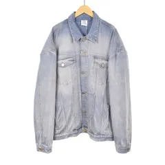 ヴェトモン VETEMENT LOGO DENIM JACKET デニムジャケット Gジャン ブルゾン エンボスロゴ L 水色 ライトブルー UE64JA390N ☆AA★のサムネイル