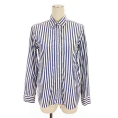 マカフィー MACPHEE トゥモローランド シャツ ブラウス 長袖 ストライプ柄 ギャザー コットン 青 白 ブルー ホワイト 38