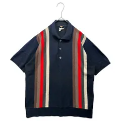 Mr. divine(ミスターディバイン) 60's Striped Knit Polo Shirt ストライプ ニット ポロ シャツ M ネイビー 推定60年代 ヴィンテージ