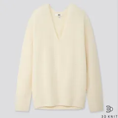 UNIQLO 3Dコットンコクーンセーター（長袖） ホワイト XL