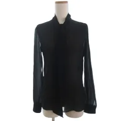 サンローラン パリ SAINT LAURENT PARIS シアー ボウタイ ブラウス 長袖 シャツ シルク 黒 F34 ☆AA★ ■ECTのサムネイル