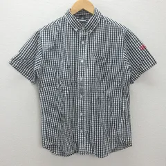 g■Jリーグ/浦和レッズ オフィシャルグッズ 半袖BDシャツ/ギンガムチェック柄【L】白黒/men's/69【中古】■