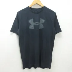 g■アンダーアーマー/UNDER ARMOUR ビッグロゴTシャツ/スポーツウェア【M】黒/men's/58【中古】■