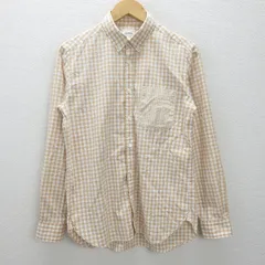 g■ビームス/BEAMS 長袖BDシャツ/ギンガムチェック柄【M】オレンジ/men's/76【中古】■