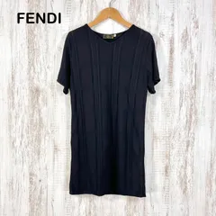 Fendi フェンディ ズッカロゴ シャドーチェック Vネック レーヨン メッシュ ロングTシャツ ブラック ユニセックス y2k