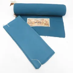反物 色無地 八掛付 ターコイズブルー 草木染め 伝統工芸品 一つ紋 丸に三つ引き紋 正絹 着物生地 和裁 未仕立て