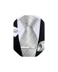 忘年会 卒業式 入学式 ビジネス 結婚式 セット タイピン カフスボタン ハンカチ ネクタイ ネクタイ ストライプ [DiBanGu]