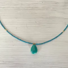 ターコイズブルー（涙型）ネックレス☆
