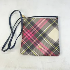 01w-5125 ヴィヴィアンウエストウッド Vivienne Westwood  チェック柄ショルダーバッグ サコッシュ オーブ  イタリア製 レディース  鞄  ショルダーバッグ  【中古品】