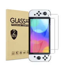 【2枚セット】Switch 有機ELモデル OLED ガラスフィルム 日本AGC社旭硝子材 強化ガラス液晶保護フィルム 硬度9H、高い光透過率、防油汚れ、指紋防止、気泡防止、飛散防止、2.5D加工 液晶保護フィルム (Switch OLED 2021 ...