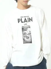 各サイズ１点のみ 特価 CORISCO フォト プリント Tシャツ 長袖 ロンTee 写真プリント メンズ レディース 男女兼用 白 ユニセックス M L LL XL ホワイト 121977