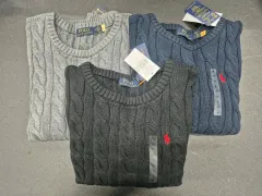 ポロラルフローレン ケーブル ニット ブラック/ネイビー/グレー