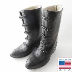 50s-60s USA製 LA CROSSE ラバー オーバーブーツ 黒 26.5cm程度 フック型バックル ラクロス アメリカ製 ビンテージ D153-32-0010ZT
