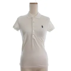 ラルフローレン RALPH LAUREN ポロシャツ カットソー 半袖 鹿の子 ワンポイント ロゴ 白 ホワイト M ■GY35