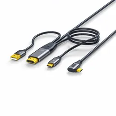 HDMI to Type-C 変換ケーブル 4K＠60Hz 2M L字 USB-C給電 Hdmi to USB Type C AR グラス HDM I 変換アダプター Xrea-l Nrea-l Air モバイルモニター XREA-L Beam US ...