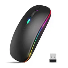 マウス 無線 Bluetooth5.2 ワイヤレスマウス 静音マウス 超薄型 小型 高感度 ブルートゥース ゲーミング USB充電式 2.4GHz 3段階dpi切替 省電力 7色ライト 3ボタン光学式 高耐久性