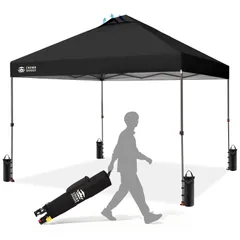 【在庫処分】SHADES ワンタッチ タープテント 3m×3m シルバーコーティング生地日除け CROWN 断熱 高耐水加工 キャンプ アウトドア ビーチ 運動会 フェスティバルイベント（ブラック）