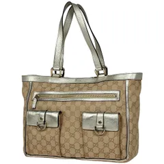 本物 グッチ GUCCI GGキャンバス ショルダーバッグ トートバッグ ベージュ 130736 バッグ 中古 GUCCI - 本物 グッチ GUCCI GGキャンバス ショルダーバッグ トート