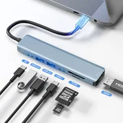 USB-C ハブ 7-in-1 type-c ハブ 4k hdmi マルチポート usb hub 5Gbps超高速データ転送用 変換アダプタ 急速PD充電 TF/SDカードリーダー MacBook Pro/MacBook Air/iPad Pro/G ...