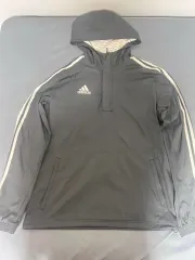 アディダス 3本線 ハーフジップ ウィンドブレーカー フード