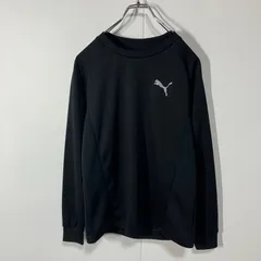 PUMA プーマ ロゴ プリント 切替 クルーネック ラグラン ドライ 長袖 Tシャツ ブラック 160