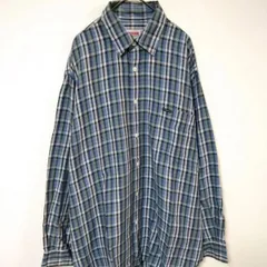 マックレガー　90年～00年代　長袖シャツ　メンズL　青系チェック柄　綿　テンセル