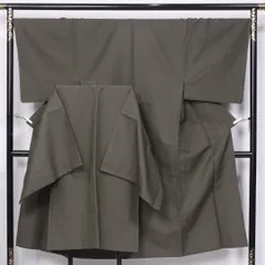 男着物 アンサンブル 単衣 身丈142cm 裄丈68cm 正絹 Sランク Mサイズ バチ衿 カジュアル 無地 茶系 1219-06284